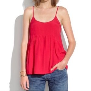 Madewell Pleated Racerback Tank, Fire Red, Size M